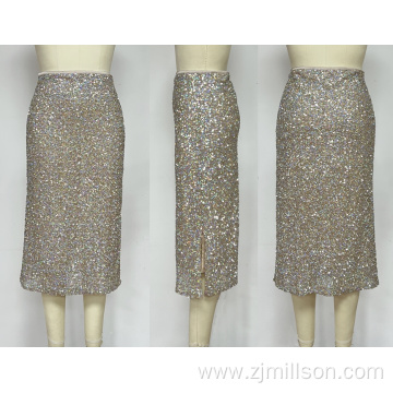 Women's Sexy Summer A-Line High Waist Casual Sequin Skirt